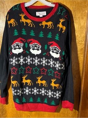 Ugly Christmas Sweater Ladies XL Santa , Reindeer, Snowflakes Holidays Party